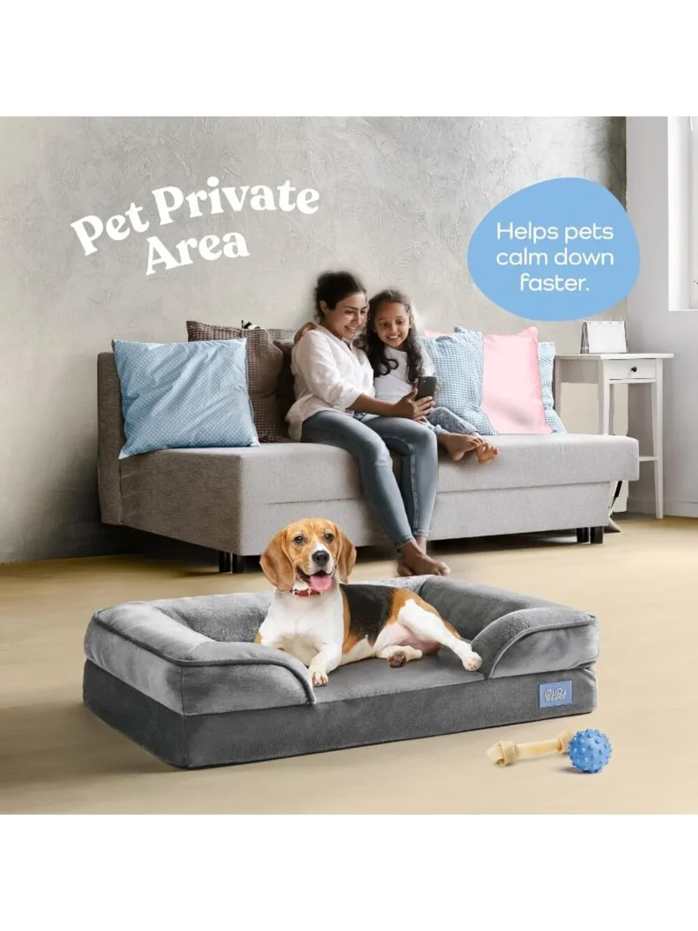 New Ultra Comfortable Dog Beds for Medium Dogs, Waterproof Pet Bed - Grey Medium
